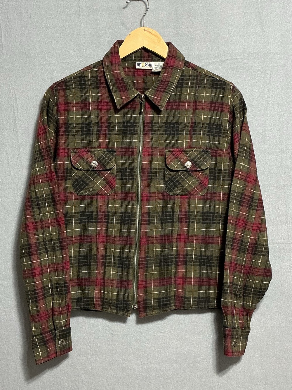 Sun River Clothing Co Plaid Zip Front Shirt Jacket Women’s M 100% Cotton